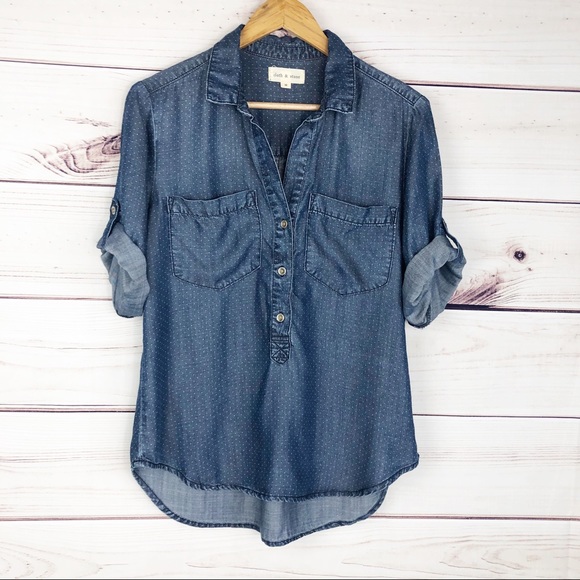 cloth & stone Tops - T206 Cloth & Stone chambray pic-a-dot blouse